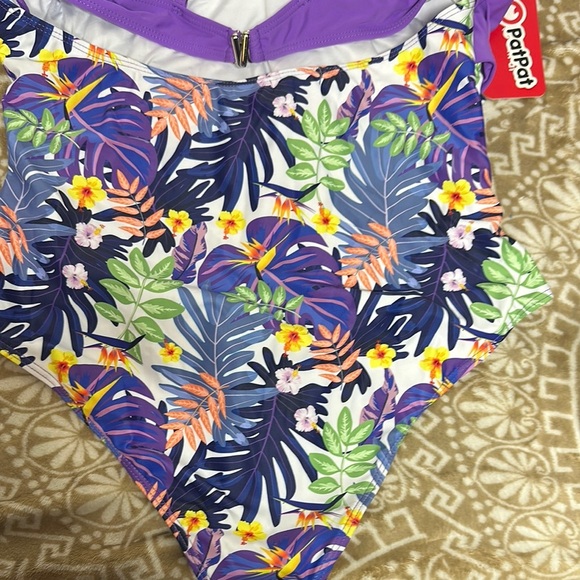 PatPat Purple One Piece Swimwear with Ruffled Straps - Picture 6 of 14